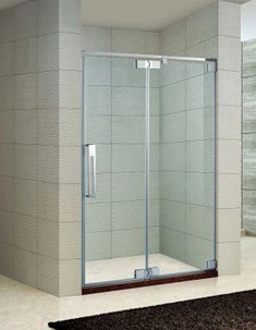 Frameloze pivot baddouchedeur, 40 tot 55 inch breed, helder glas, met roestvrijstalen hardware, chromen afwerking (KD3601)