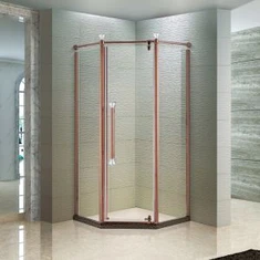 Rose gouden zeshoekige scharnierende glazen douchedeur